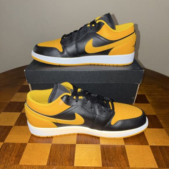 Jordan Air Jordan 1 Low Black Yellow Ochre White Leather Sneaker 13M main image 5